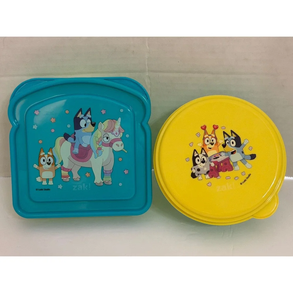 Zak Designs Bluey Sandwich and Snack Container Set Teal Yellow FTY-105-1025
